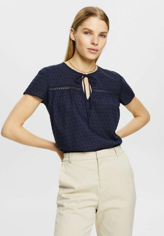 ESPRIT MIT BINDEDETAIL - Bluse - Navy