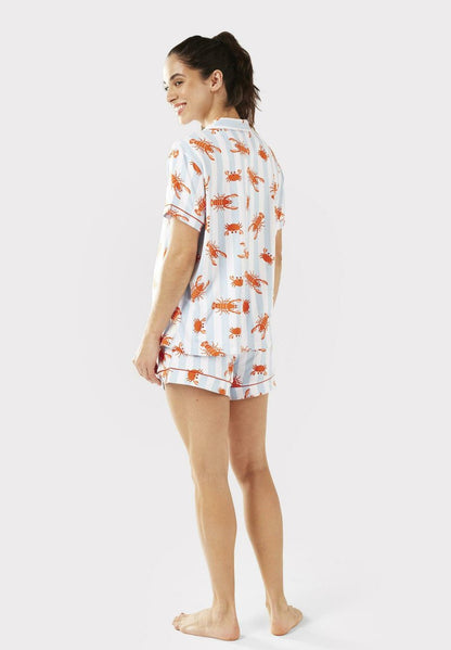 MATERNITY LOBSTER & CRAB STRIPE BUTTON UP SET - Nachtwäsche Set - Blue