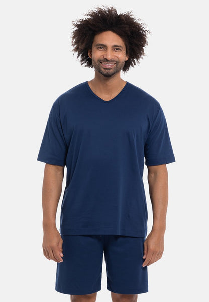 MEY KURZARM LOUNGE - Nachtwäsche Set - Blau