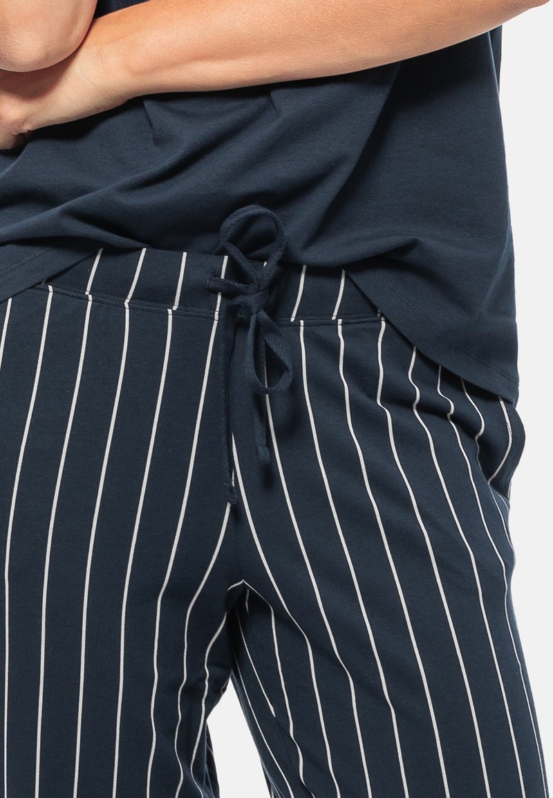 Schiesser ORGANIC - Nachtwäsche Set - Blau Gestreift Dunkelblau