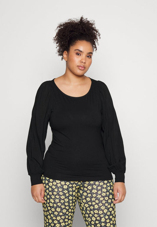 Vero Moda Curve VMRANDI BOAT NECK - Langarmshirt - Black
