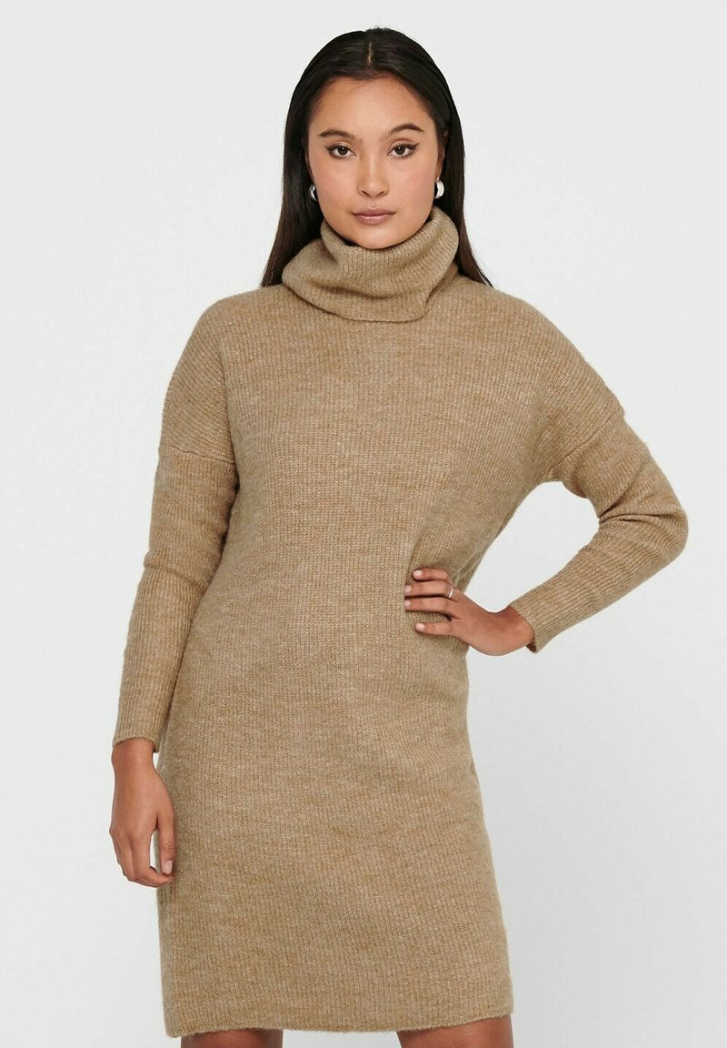 ONLY LONGSLEEVE ONLJANAPULLO - Strickkleid - Beige