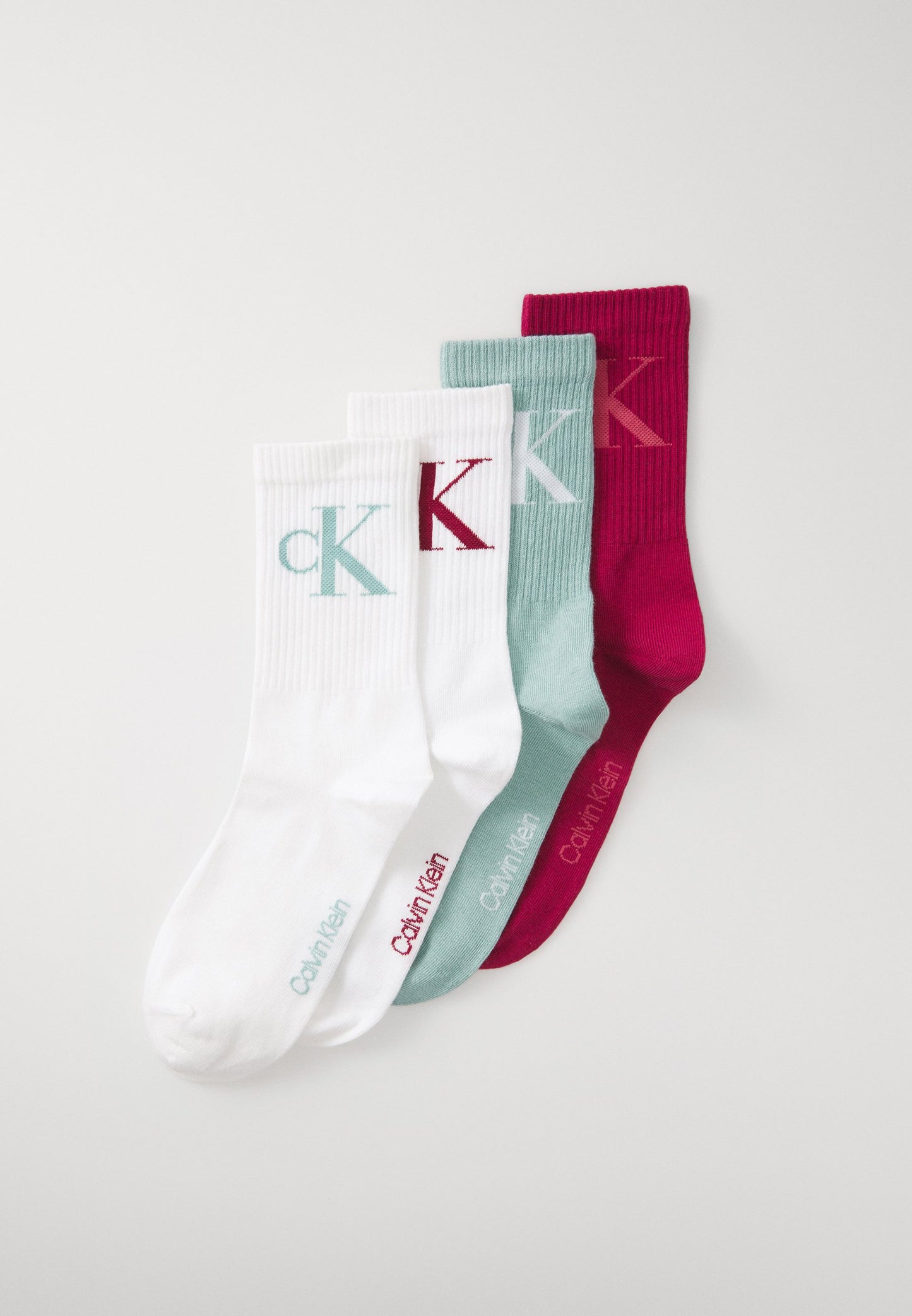 CALVIN KLEIN UNDERWEAR WOMEN MONOGRAM ECOM 4 PACK - Socks - Berry Red/jade Green