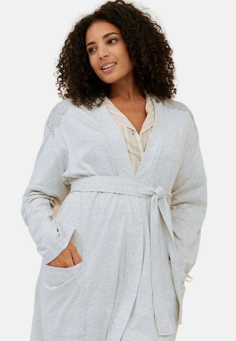 Marks & Spencer MODAL LACE TRIM WRAP - Bademantel - Grey