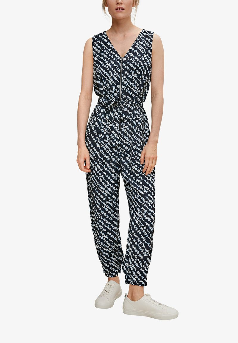 Comma SALOPETTE - Jumpsuit - Dark Blue Aop