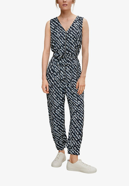 Comma SALOPETTE - Jumpsuit - Dark Blue Aop
