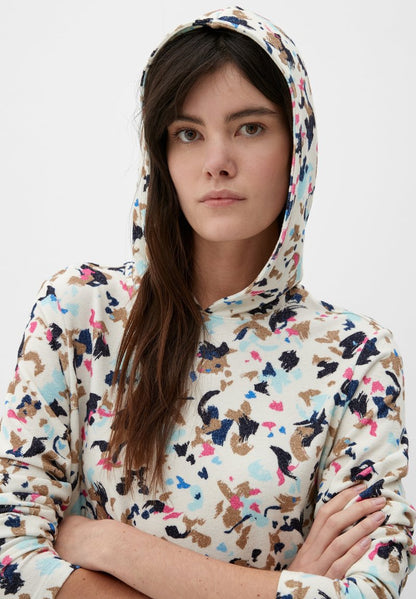 S.Oliver MIT ALLOVER-MUSTER - Kapuzenpullover - Ecru
