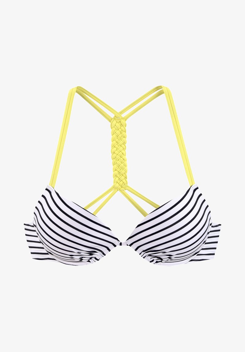 VENICE BEACH PUSH-UP - Bikini-Top - Schwarz/weiß/limette