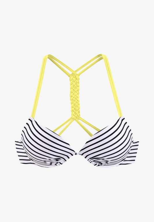 VENICE BEACH PUSH-UP - Bikini-Top - Schwarz/weiß/limette
