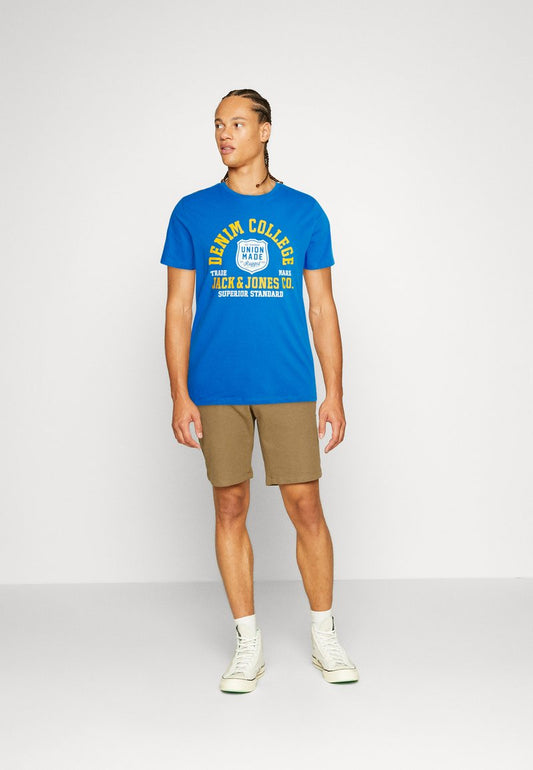 Jack & Jones JJELOGO TEE SS O-NECK - T-Shirt Print - French Blue