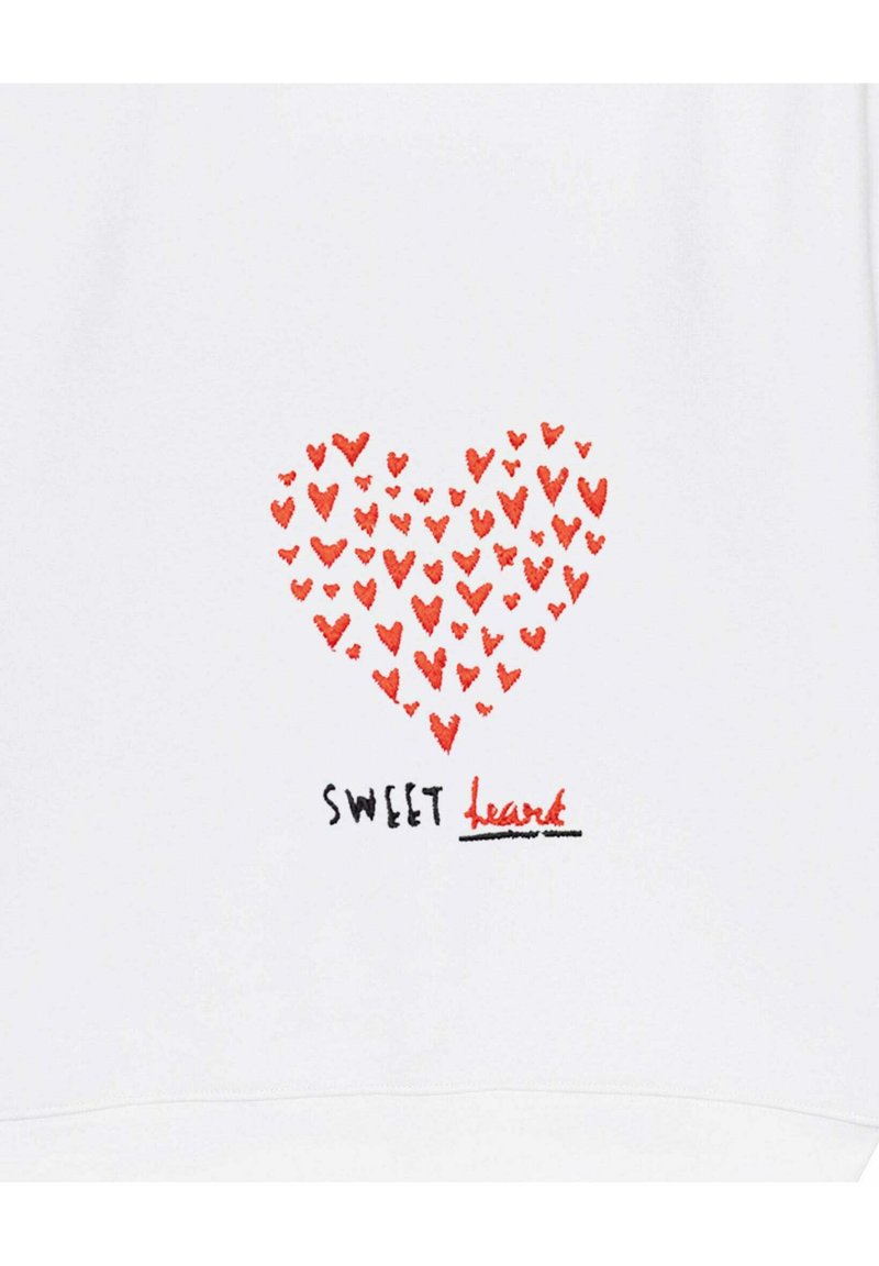  SWEET HEART EMBROIDERY UNISEX - Kapuzenpullover - White