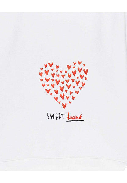  SWEET HEART EMBROIDERY UNISEX - Kapuzenpullover - White