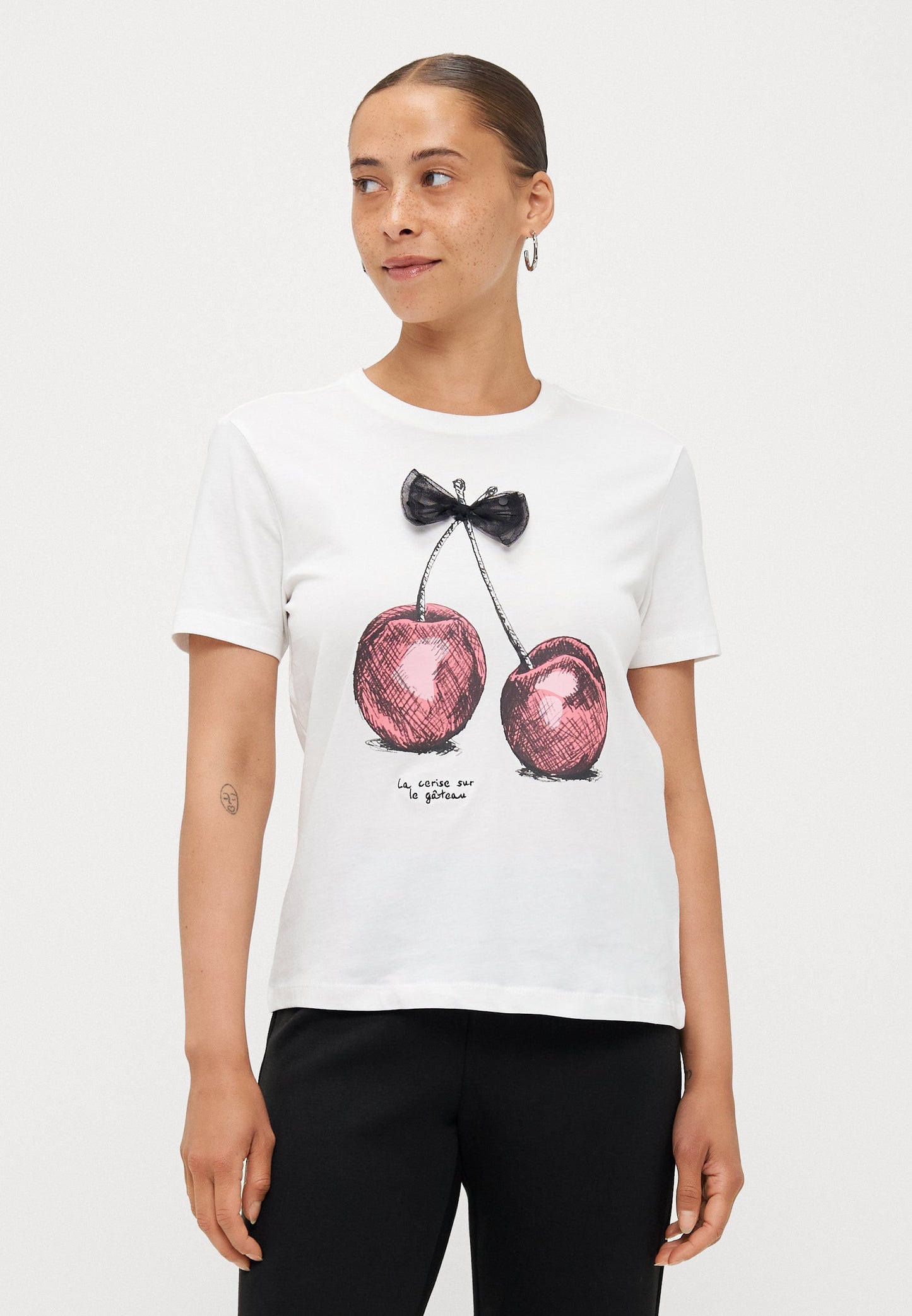 ONLY Petite ONLNITA LIFE BOW - Print T-shirt - Cloud Dancer