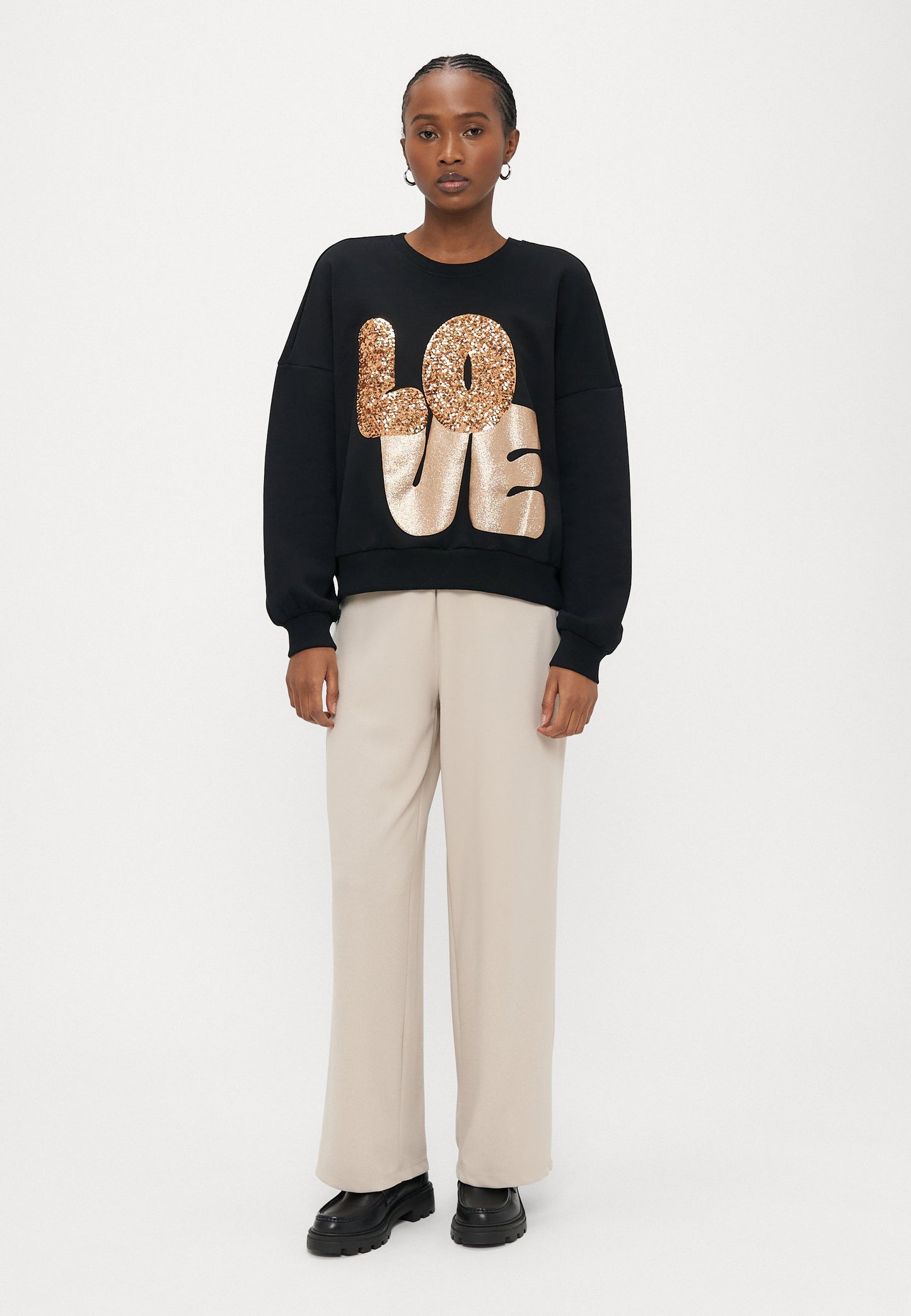 ONLY Petite ONLLALLY LOVE O NECK - Sweatshirt - Black