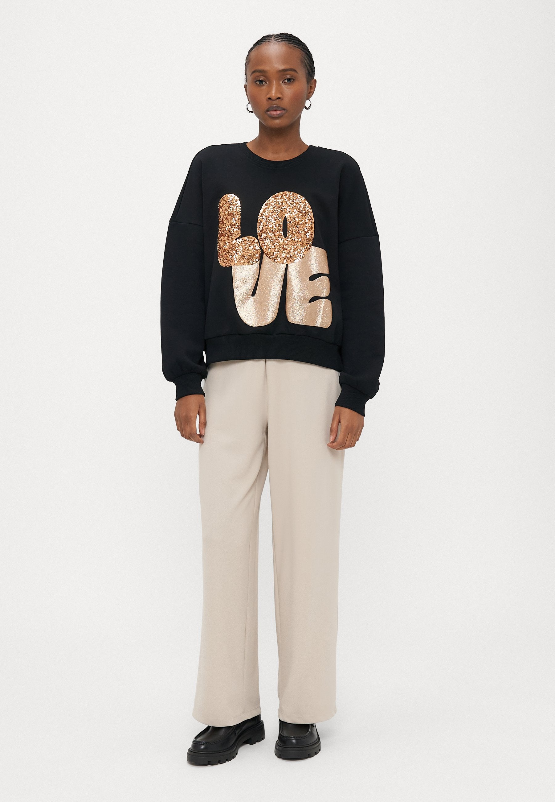 ONLY Petite ONLLALLY LOVE O NECK - Sweatshirt - Black