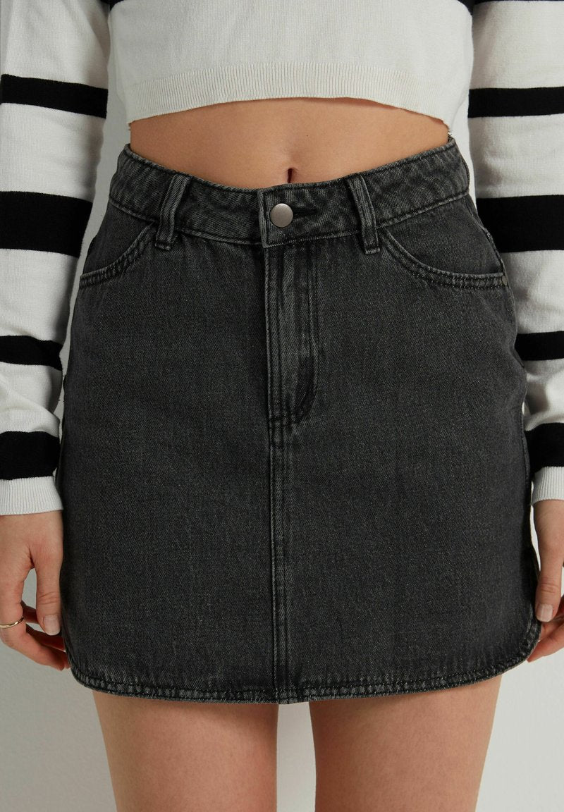  4 TASCHE - Jeansrock - Schwarz V Nero Delave