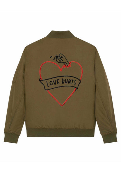  LOVE HURTS BACK EMBROIDERY UNISEX - Bomberjacke - Khaki