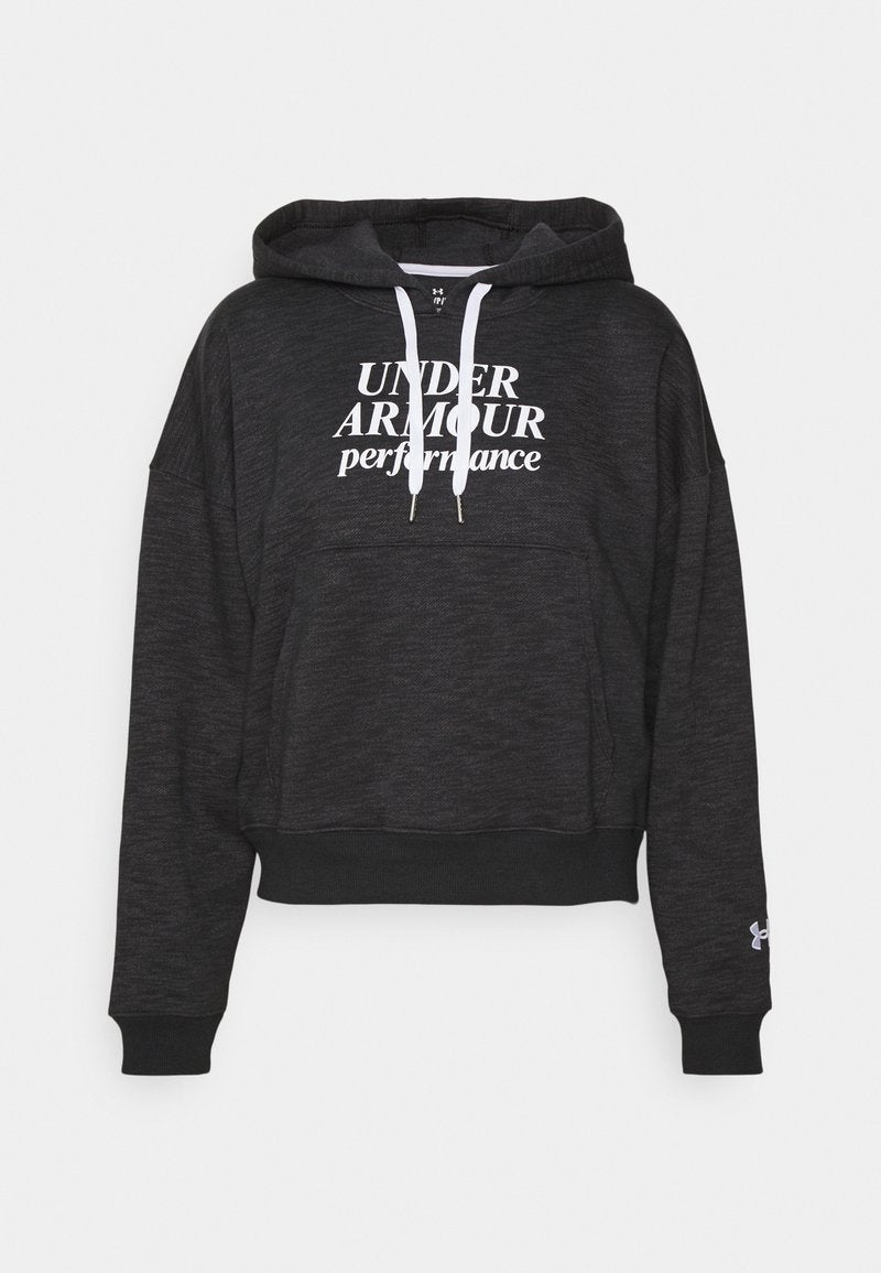 Under Armour ESSENTIAL SCRIPT HOODIE - Sweatshirt - Black/jet Gray/white