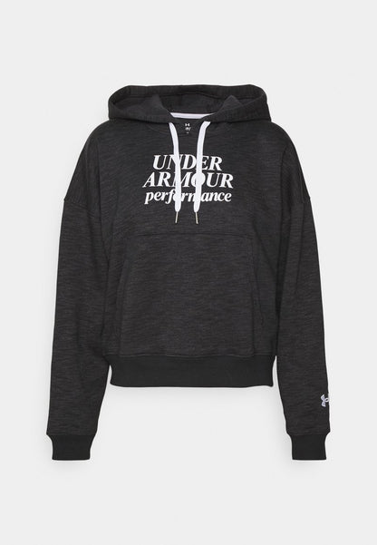 Under Armour ESSENTIAL SCRIPT HOODIE - Sweatshirt - Black/jet Gray/white