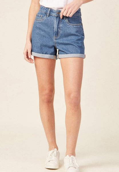  ÖKO-VERANTWORTLICHE MOM - Jeans Shorts - Denim Stone