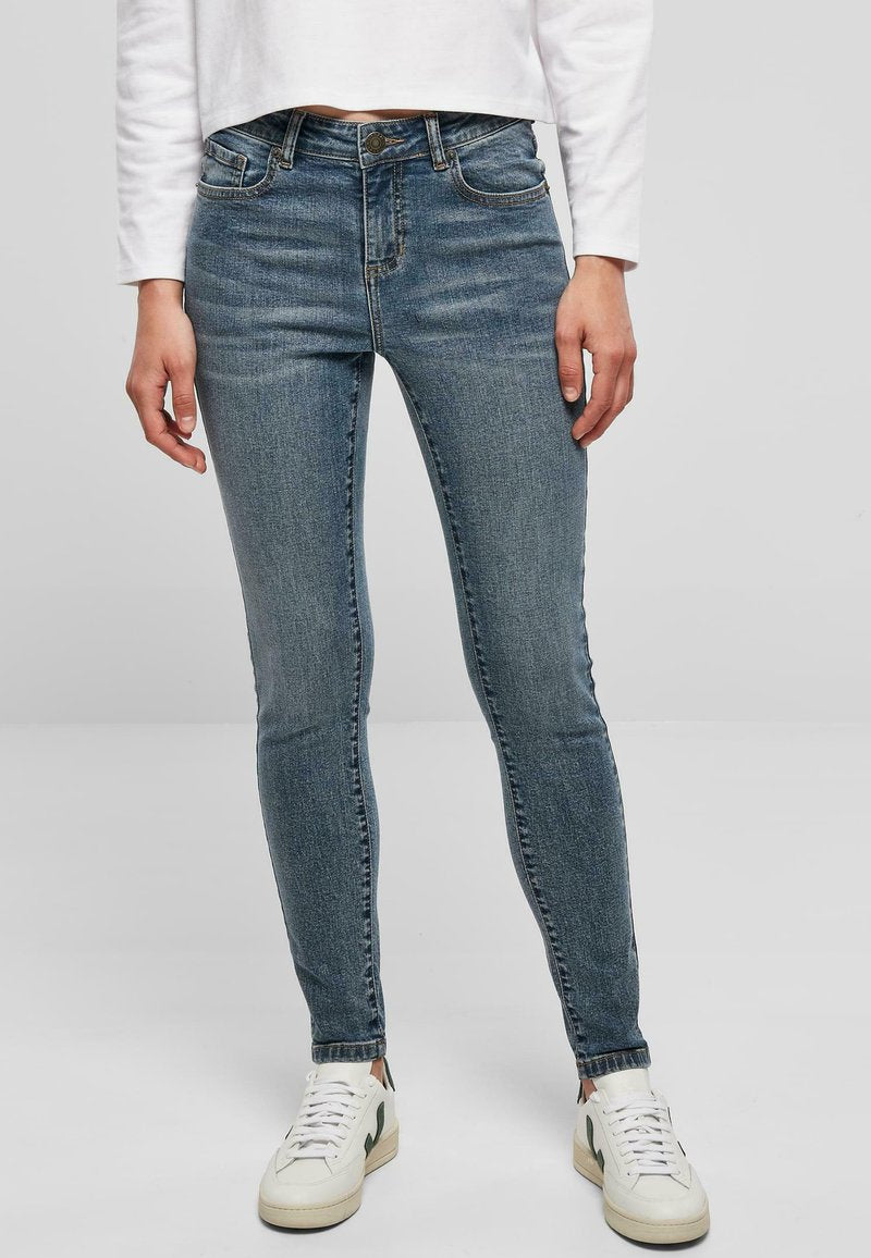 URBAN CLASSICS MID WAIST - Jeans Skinny Fit - Midstone Washed
