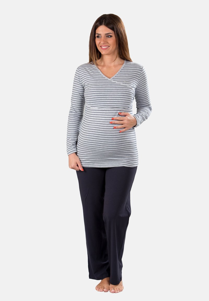  SET - Nachtwäsche Set - Grigio Melange E Blu