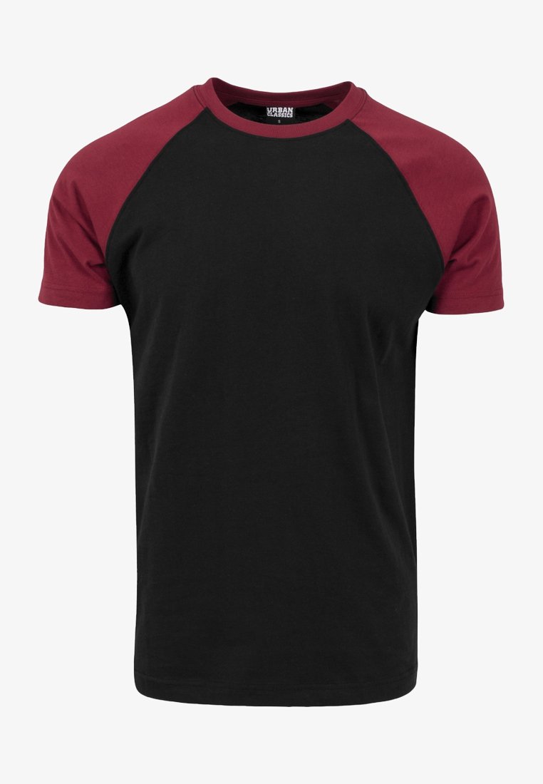 URBAN CLASSICS RAGLAN CONTRAST - T-Shirt Print - Black/burgundy