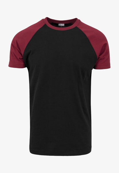 URBAN CLASSICS RAGLAN CONTRAST - T-Shirt Print - Black/burgundy