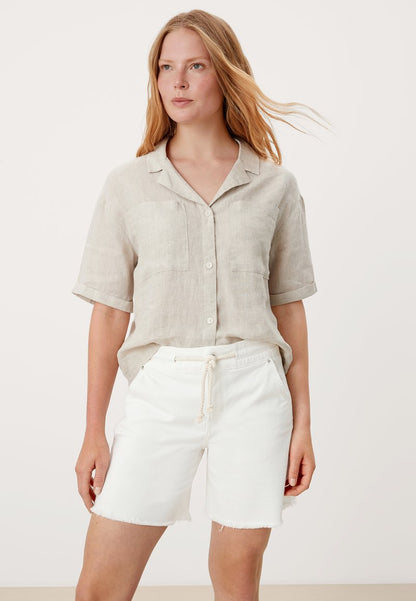 S.Oliver MIT FRANSENSAUM - Jeans Shorts - Off-white Stretche