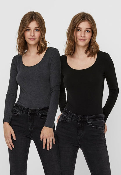 Vero Moda 2 PACK - Langarmshirt - Dark Grey Melange