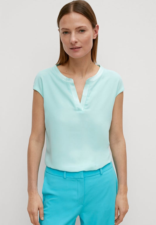 Comma À ENCOLURE TUNIQUE - T-Shirt Basic - Pastelltürkis