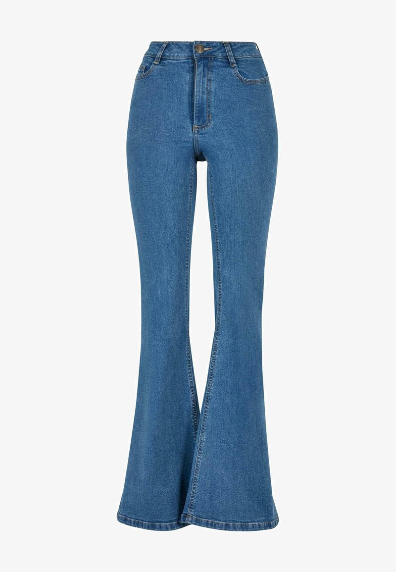 URBAN CLASSICS ORGANIC HIGH WAIST - Jeans Bootcut - Clearblue Washed