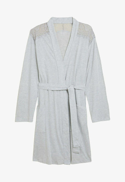 Marks & Spencer MODAL LACE TRIM WRAP - Bademantel - Grey
