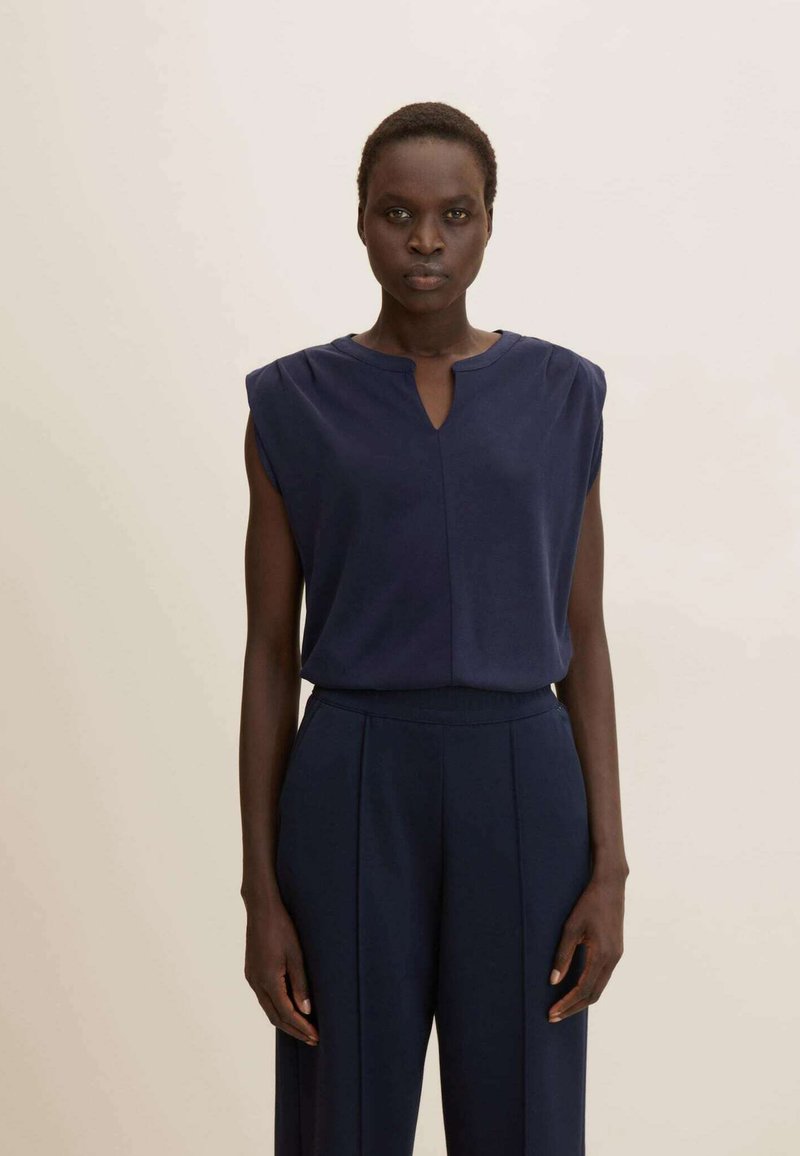 Tom Tailor MIT FALTENLEGUNG - Top - Navy Midnight Blue