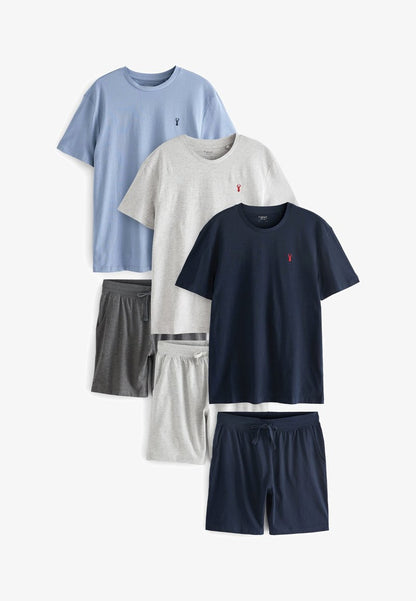 Next SET 3 PACK - Nachtwäsche Set - Navy Grey Blue