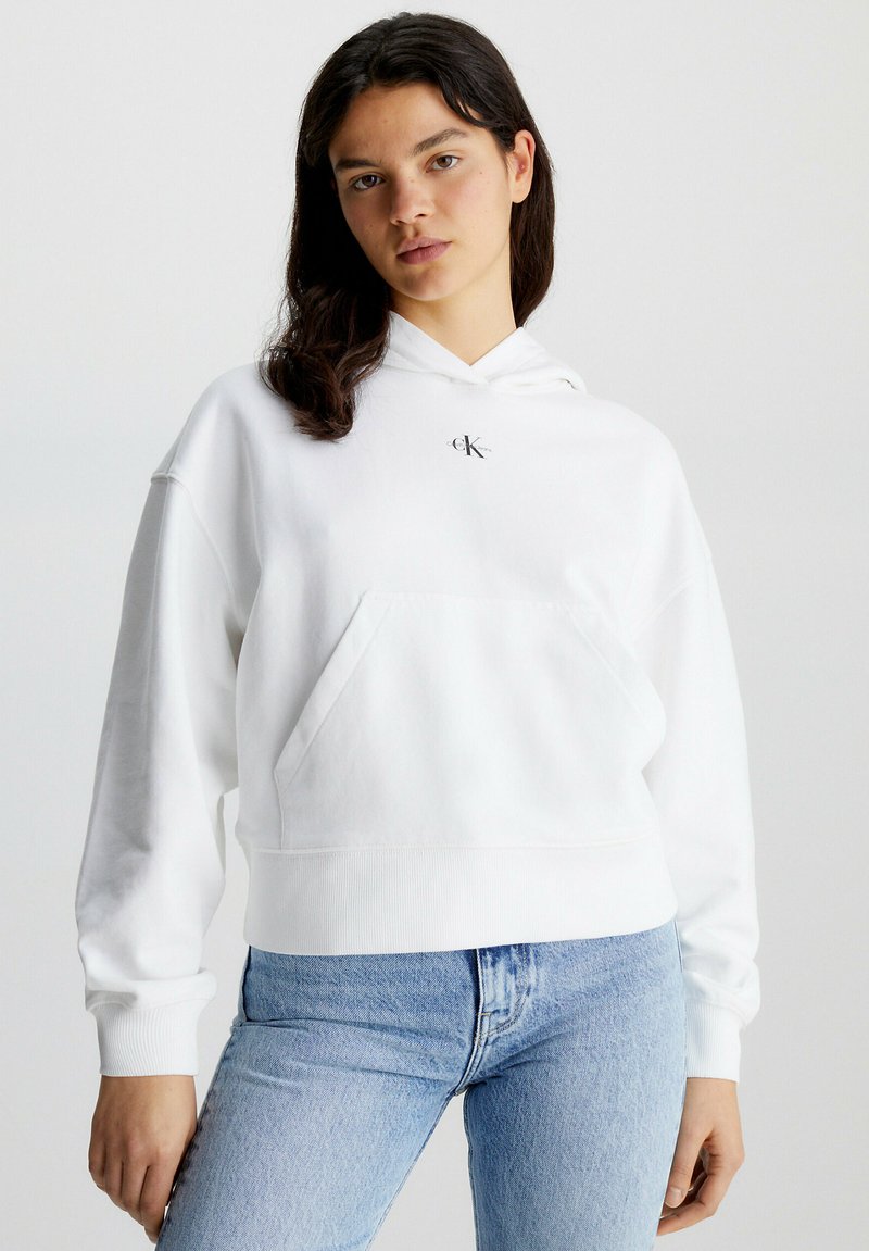 Calvin Klein Jeans MICRO MONOLOGO - Kapuzenpullover - Bright White