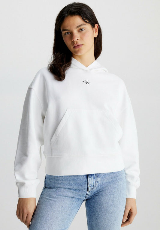 Calvin Klein Jeans MICRO MONOLOGO - Kapuzenpullover - Bright White