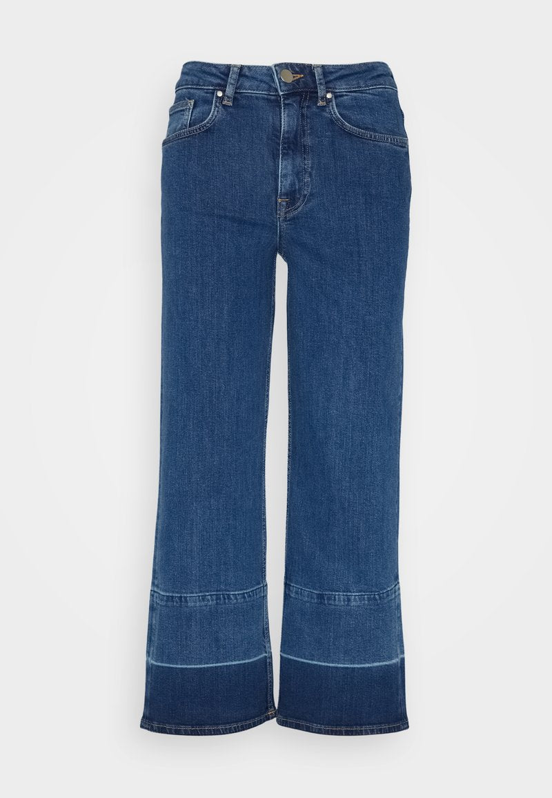 Gant CROPPED WIDE - Jeans Relaxed Fit - Mid Blue Worn