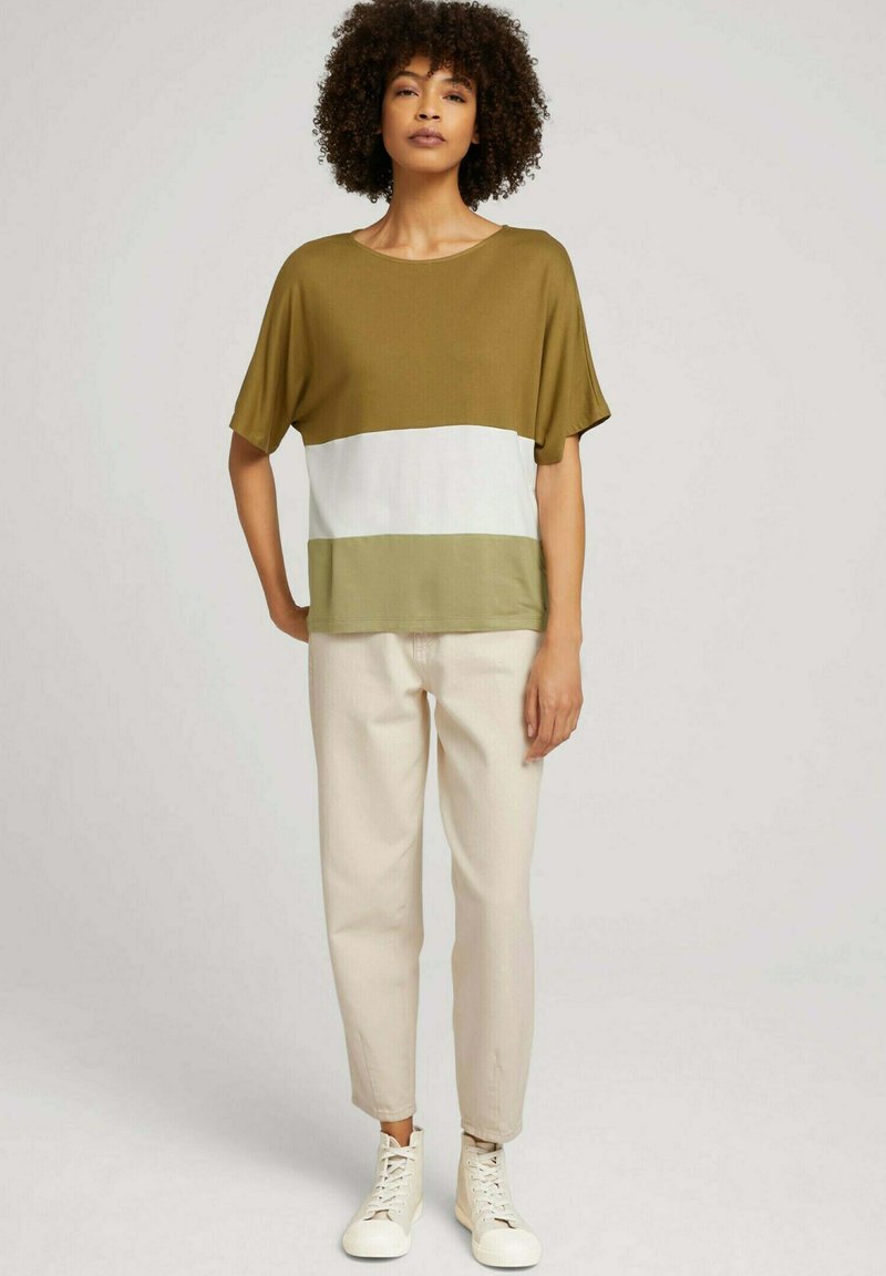 Tom Tailor T-Shirt Print - Olive/brown