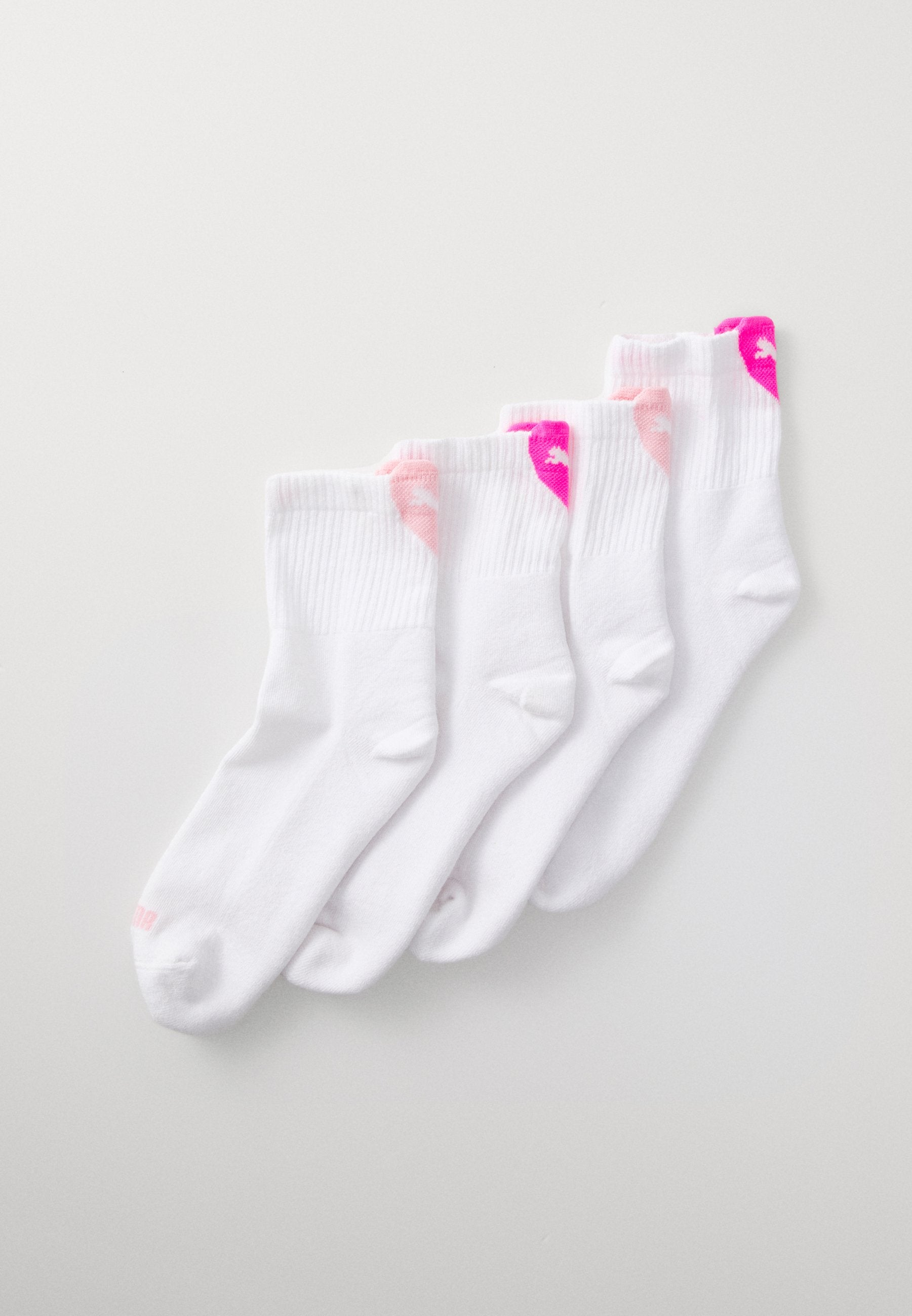 Puma WOMEN HEART LOGO SHORT CREW 4 PACK - Socks - White/pink