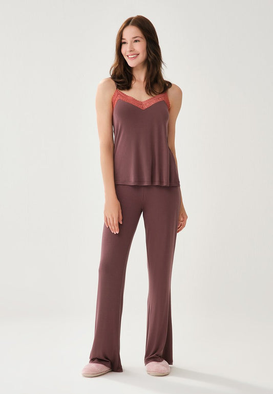  TERRACOTTA V-NECK - Nachtwäsche Shirt - Terracotta
