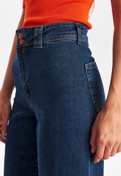  NUNATASJA - Flared Jeans - Dark Blue Denim