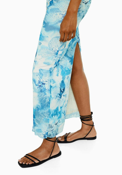 BERSHKA WITH PRINT - Maxikleid - Light Blue