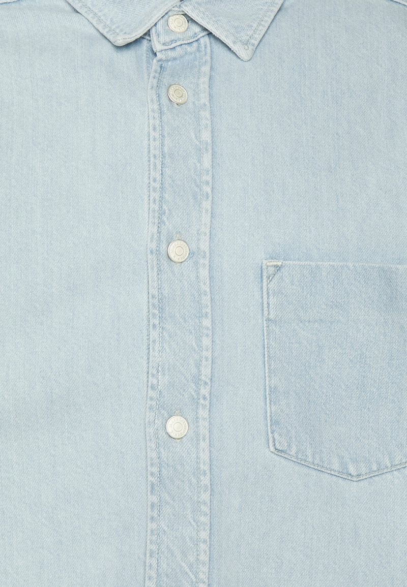 Marc O'Polo DENIM OVERSHIRT LONGSLEEVE COLLAR PATCH POCKET - Kurzmantel - Fresh Bleached Cobalt Blue