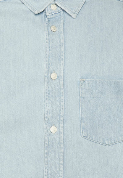 Marc O'Polo DENIM OVERSHIRT LONGSLEEVE COLLAR PATCH POCKET - Kurzmantel - Fresh Bleached Cobalt Blue