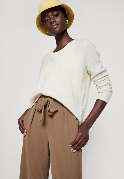 Object OBJELLIE V NECK - Strickpullover - Sandshell