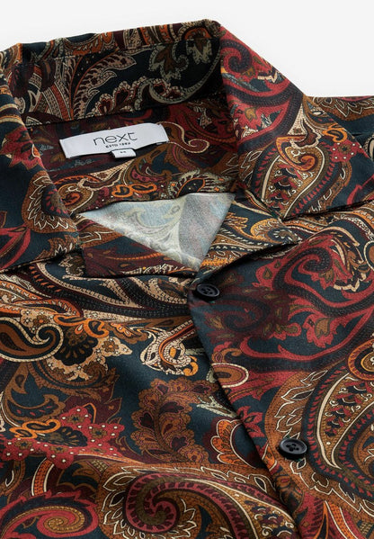Next SHORT SLEEVE PRINTED - Hemd - Green/rust Brown