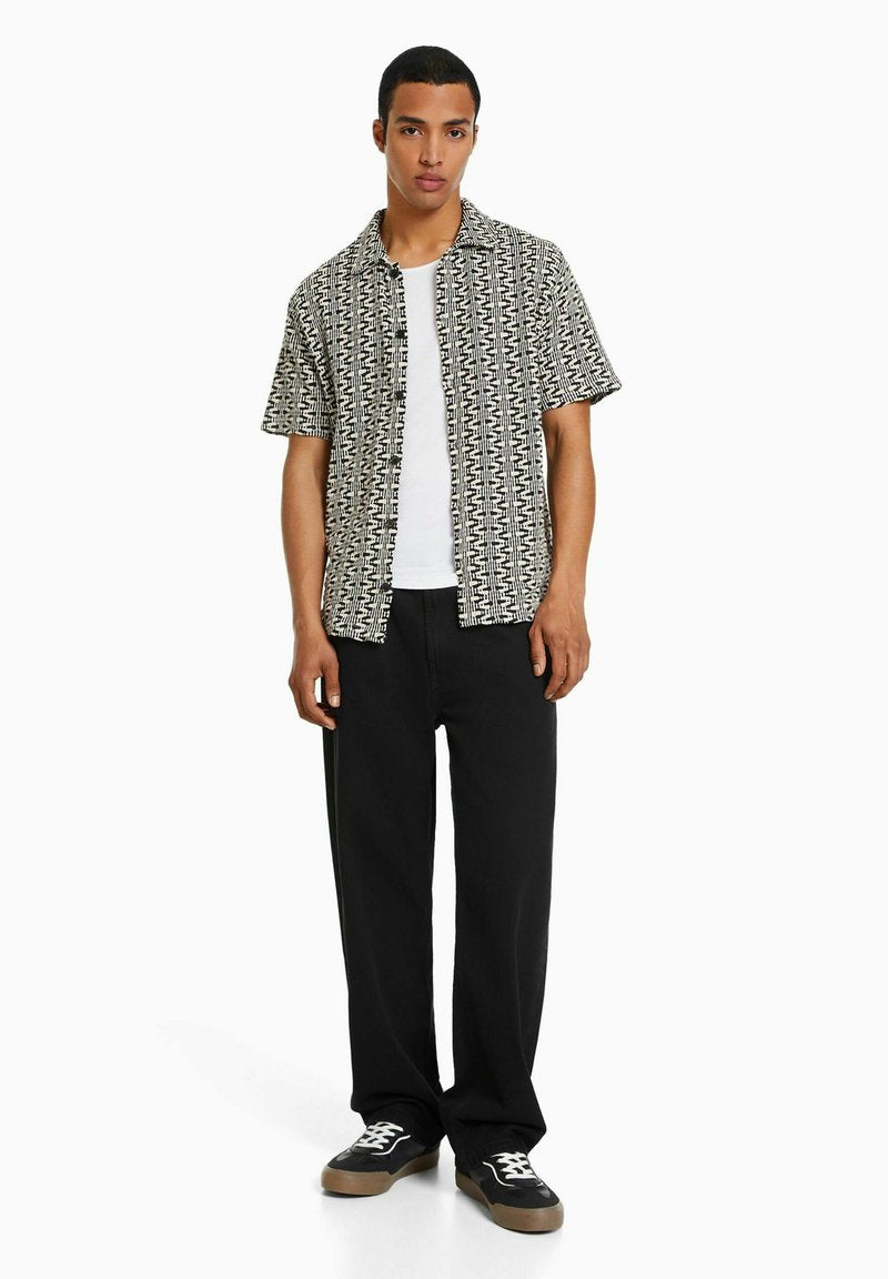 BERSHKA PRINTED SHORT SLEEVE - T-Shirt Print - Black
