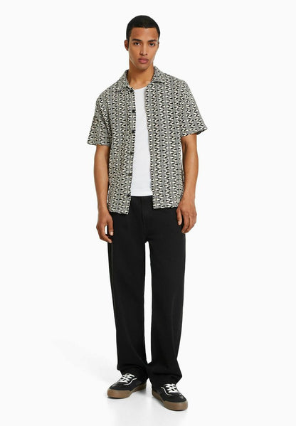 BERSHKA PRINTED SHORT SLEEVE - T-Shirt Print - Black