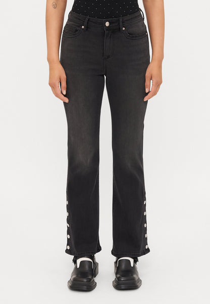 ONLY Petite ONLWAUW MID WAIST - Flared Jeans - Washed Black